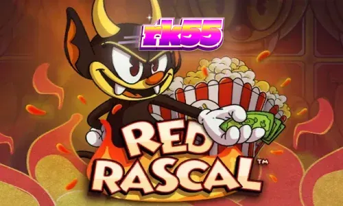 Tampilan visual slot Red Rascal dengan latar belakang taman hiburan yang ceria dan desain karakter kartun.